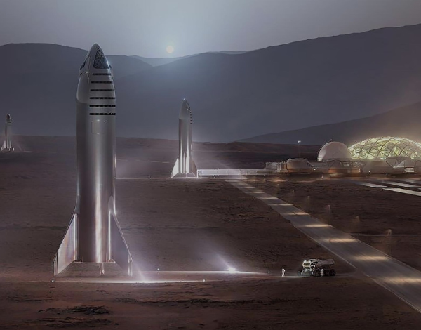 Artistic depiction of a rocket perparing to launch